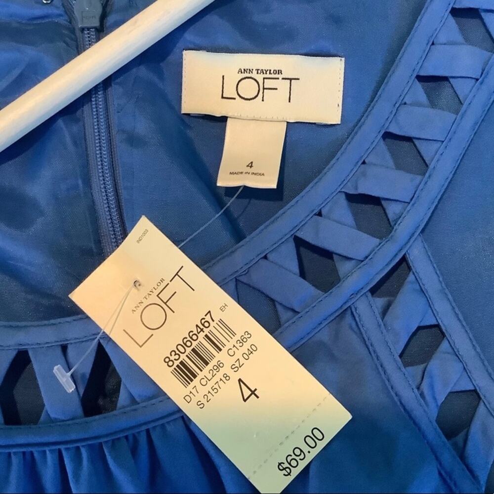 LOFT Blue Cutout Detail Sleeveless Shift Dress 4 NWT - Picture 5 of 6